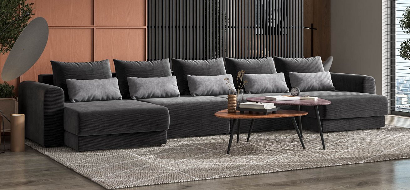 Модульный п-образный диван Ричмонд Модуль Вельвет Корд графит