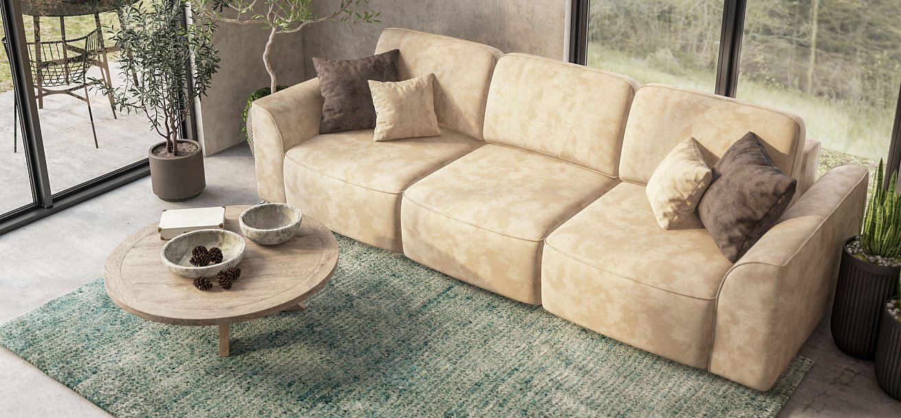 Диван Кинг Модуль Макс велюр Алькантара пепел