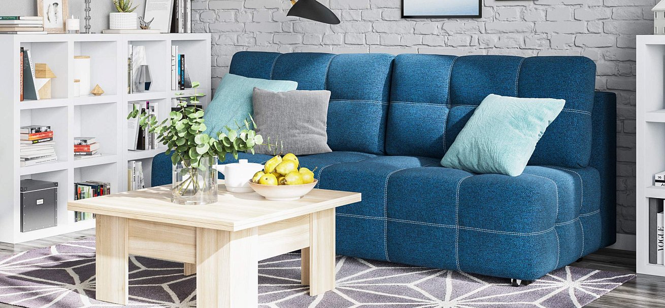 Диван Денди Мини Рогожка Мальмо синий