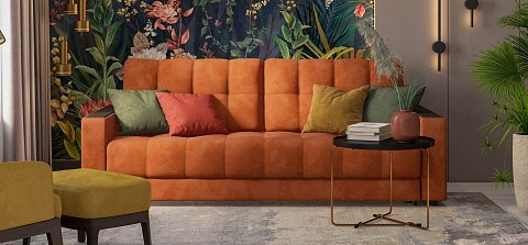 Диван Босс велюр Алькантара оранж 2