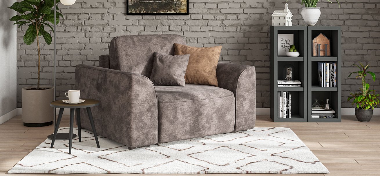 Кресло Кинг Модуль велюр Алькантара серый