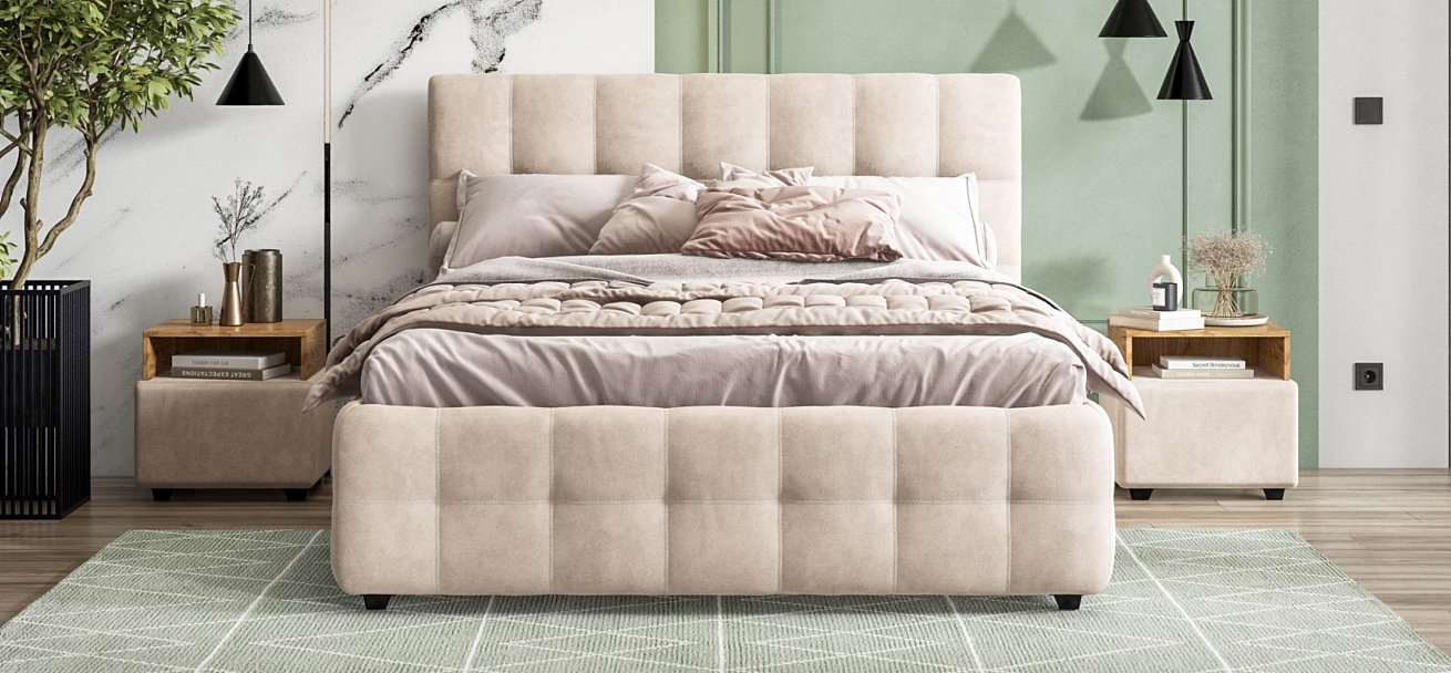 Босс Кровать+ПМ 160*200 велюр Монолит латте