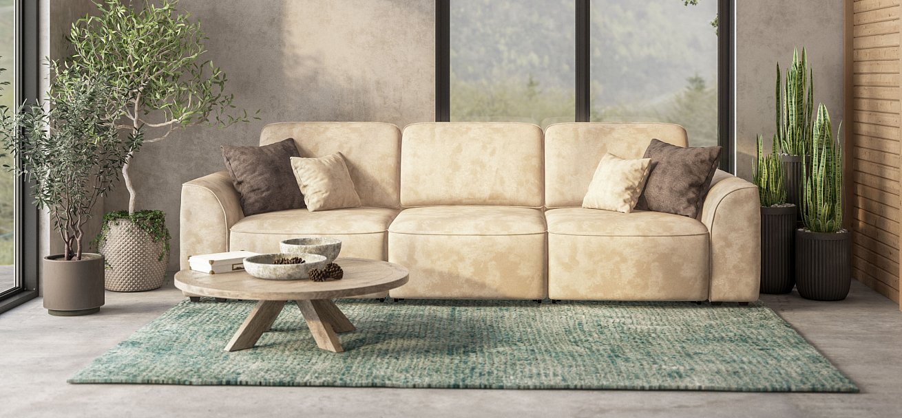 Диван Кинг Модуль Макс велюр Алькантара пепел