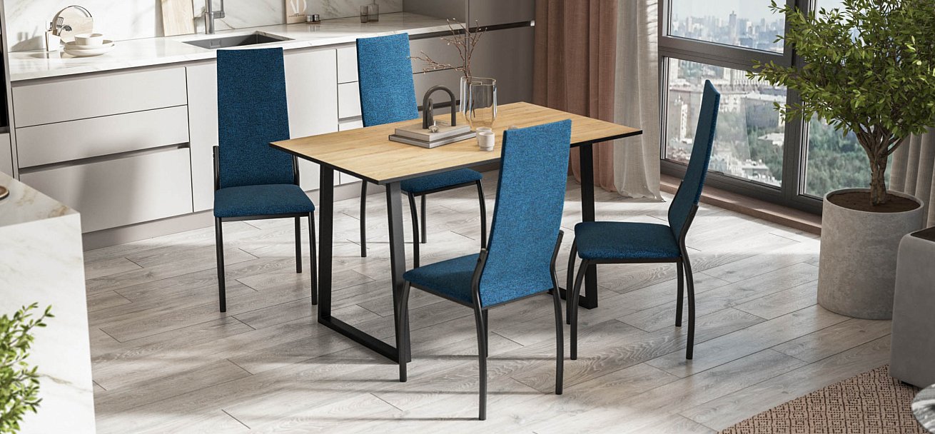 Стул АСТИ 2 шт. рогожка Мальмо синий К., черный