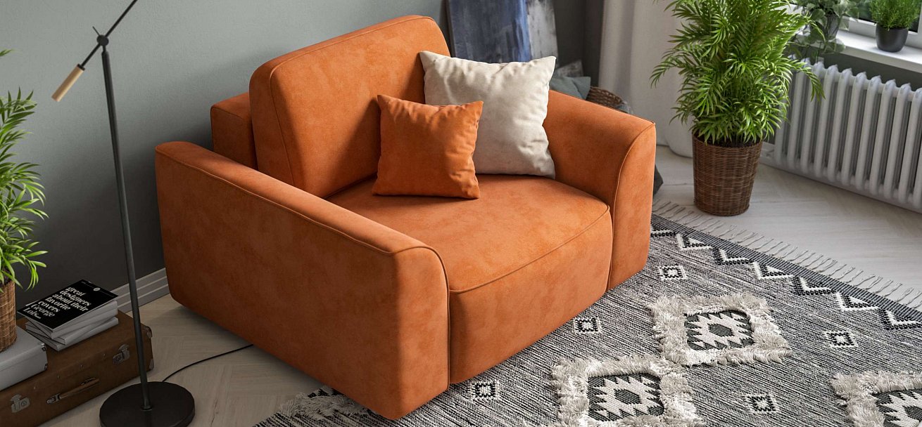 Кресло Кинг Модуль велюр Алькантара оранж