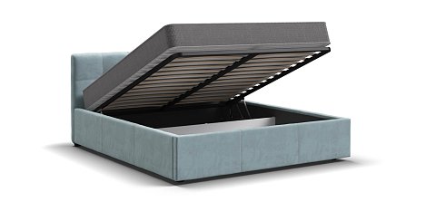 Белла Кровать+ПМ 160*200 велюр Монолит аква 3