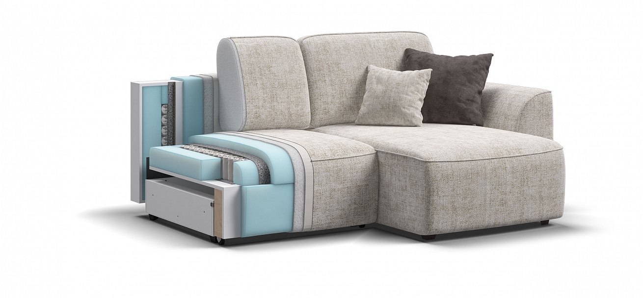 Угловой диван Кинг Модуль Шенилл Смарт кварц