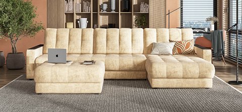 Угловой диван Босс Макс велюр Роял шампань 2