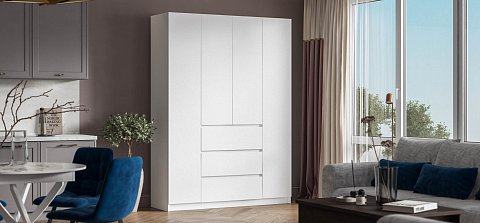 Идея 160 шкаф распашной 4Д+ящики Белый 2