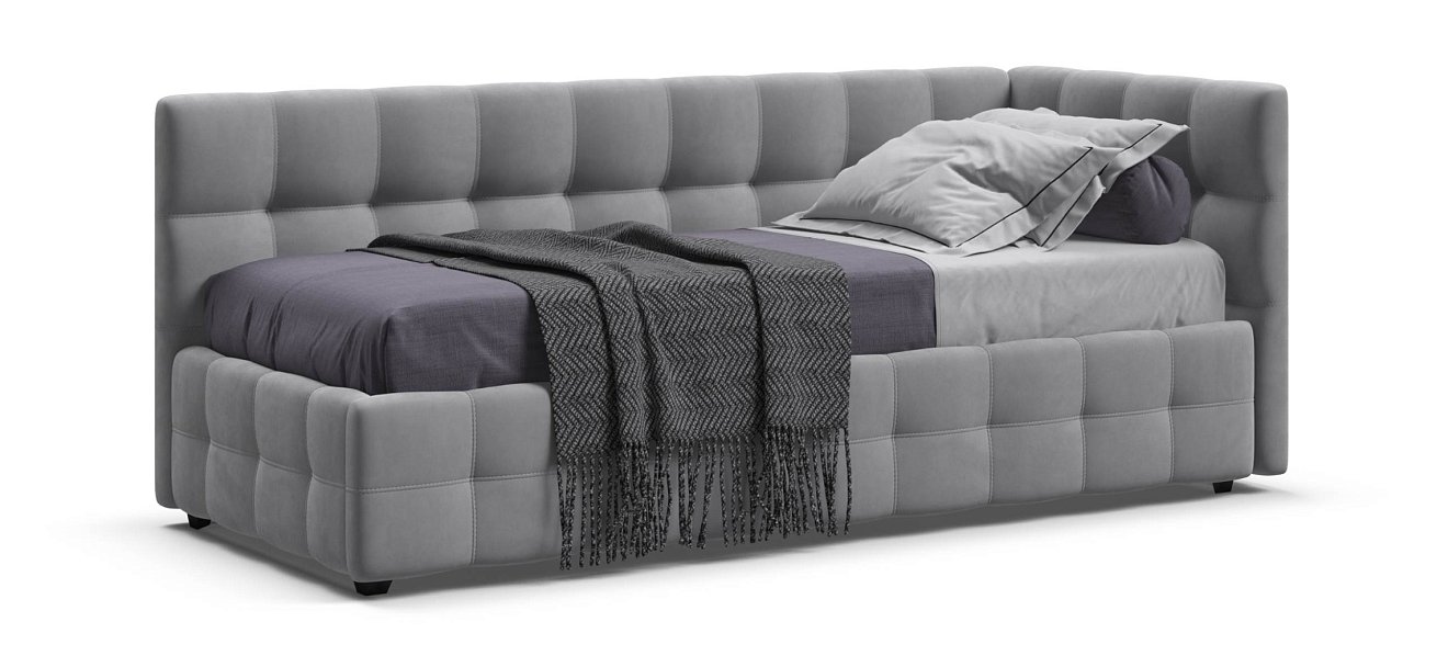 Босс Мини Кровать+ПМ 90*200 велюр Монолит сталь