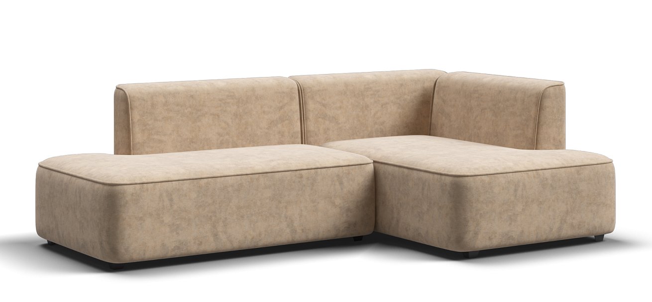 Угловой диван правый Кинг Твин велюр Роял шампань