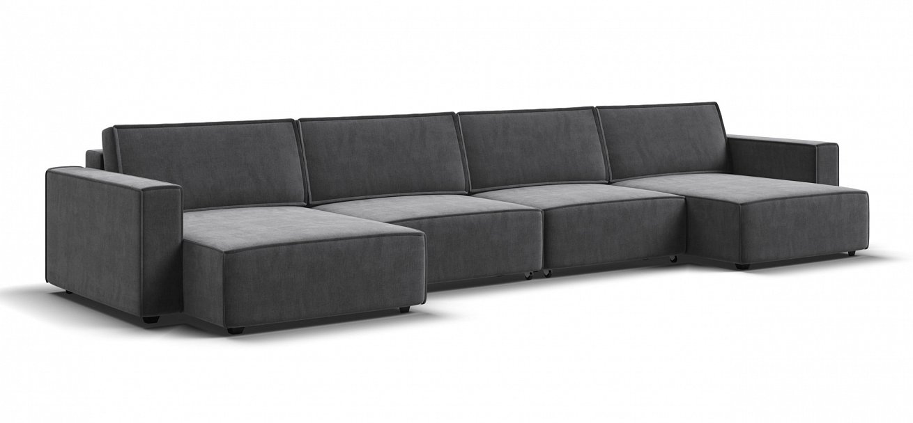 П-образный диван Босс Софт Модуль велюр Монолит серый