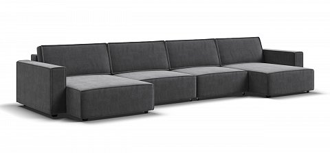 П-образный диван Босс Софт Модуль велюр Монолит серый 1