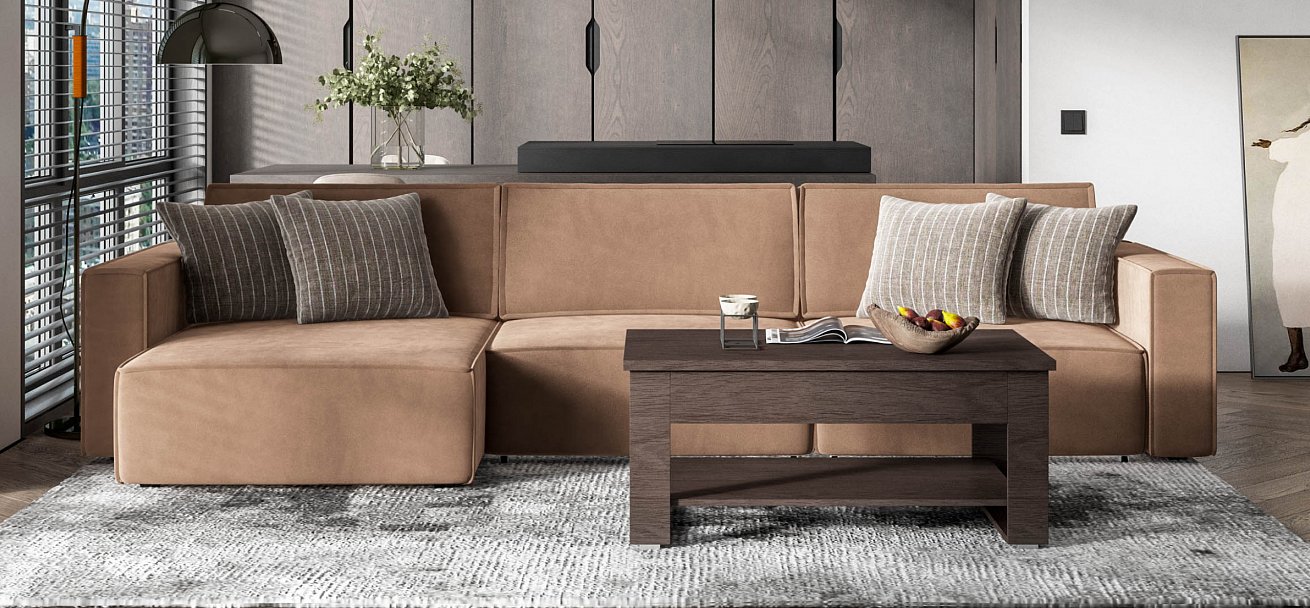 Угловой диван Босс Софт Модуль Макс велюр Монолит мокко