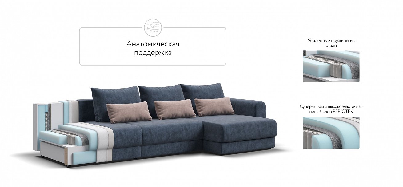 Модульный угловой диван Ричмонд Модуль Макс велюр Роял синий