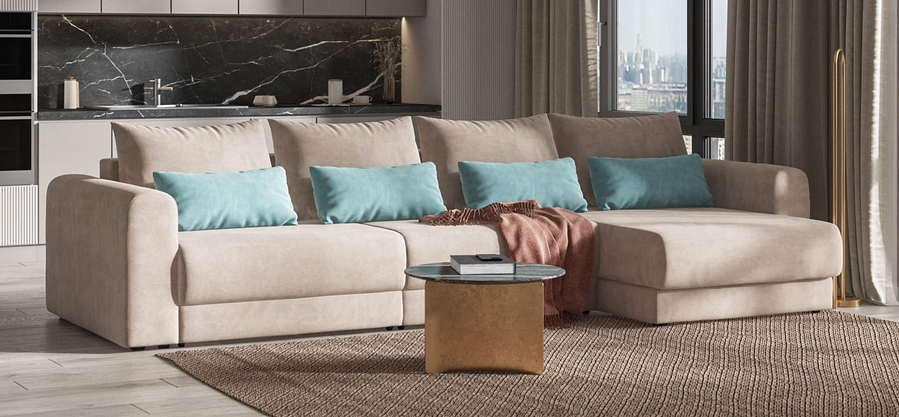 Модульный угловой диван Ричмонд Модуль Макс велюр Монолит латте