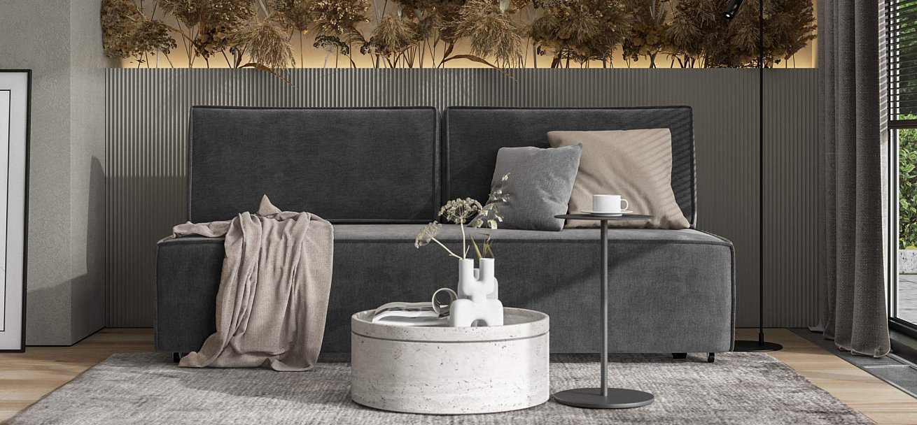 Диван Норд мини велюр Монолит серый