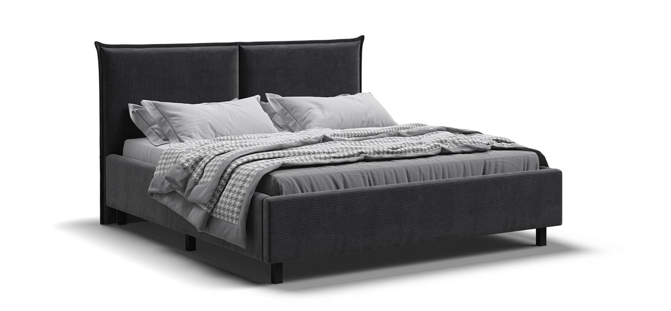 Лео Кровать 160*200 Вельвет Корд графит