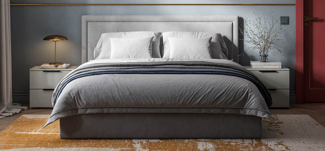 Фрея Кровать без ПМ 160*200 велюр Монолит сталь