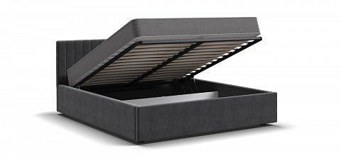 Ронда Кровать+ПМ 160*200 велюр Монолит серый 3