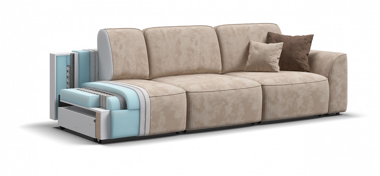 Диван Кинг Модуль Макс велюр Алькантара пепел