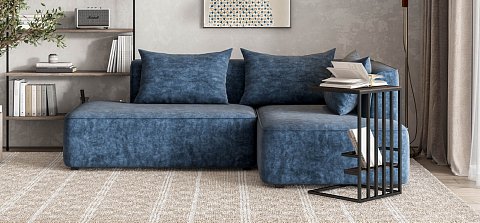 Угловой диван правый Кинг Твин велюр Роял синий 2