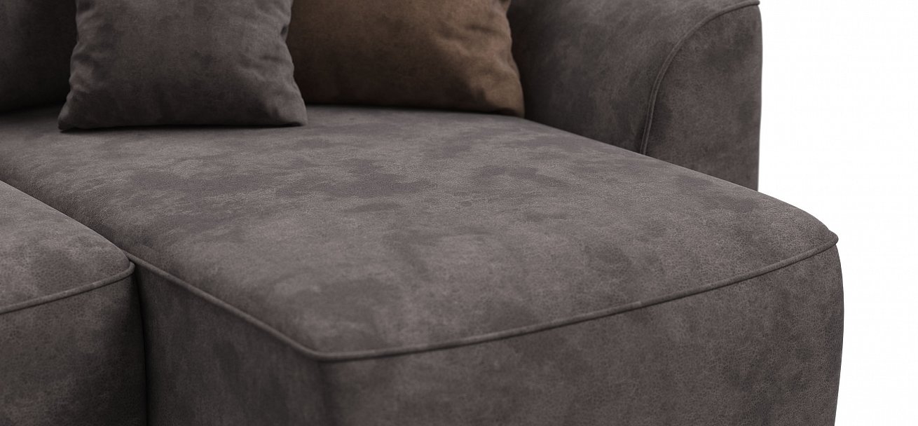 П-образный диван Кинг Модуль велюр Алькантара серый