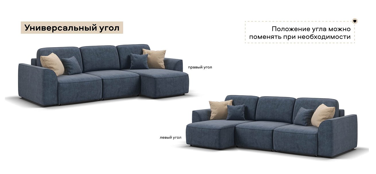 Угловой диван Кинг велюр Роял синий
