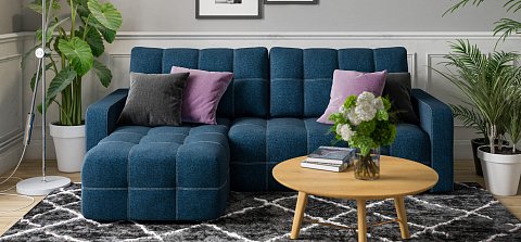 Угловой диван Денди Рогожка Мальмо синий 2