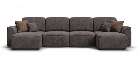 П-образный диван Кинг Модуль велюр Алькантара серый 2