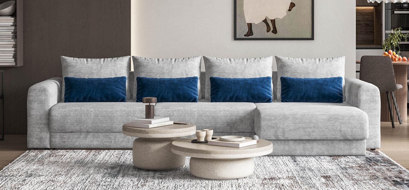 Модульный угловой диван Ричмонд Модуль Макс Вельвет Корд серый