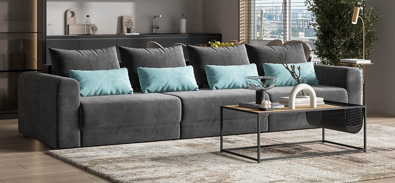 Модульный диван Ричмонд Модуль Макс велюр Монолит серый