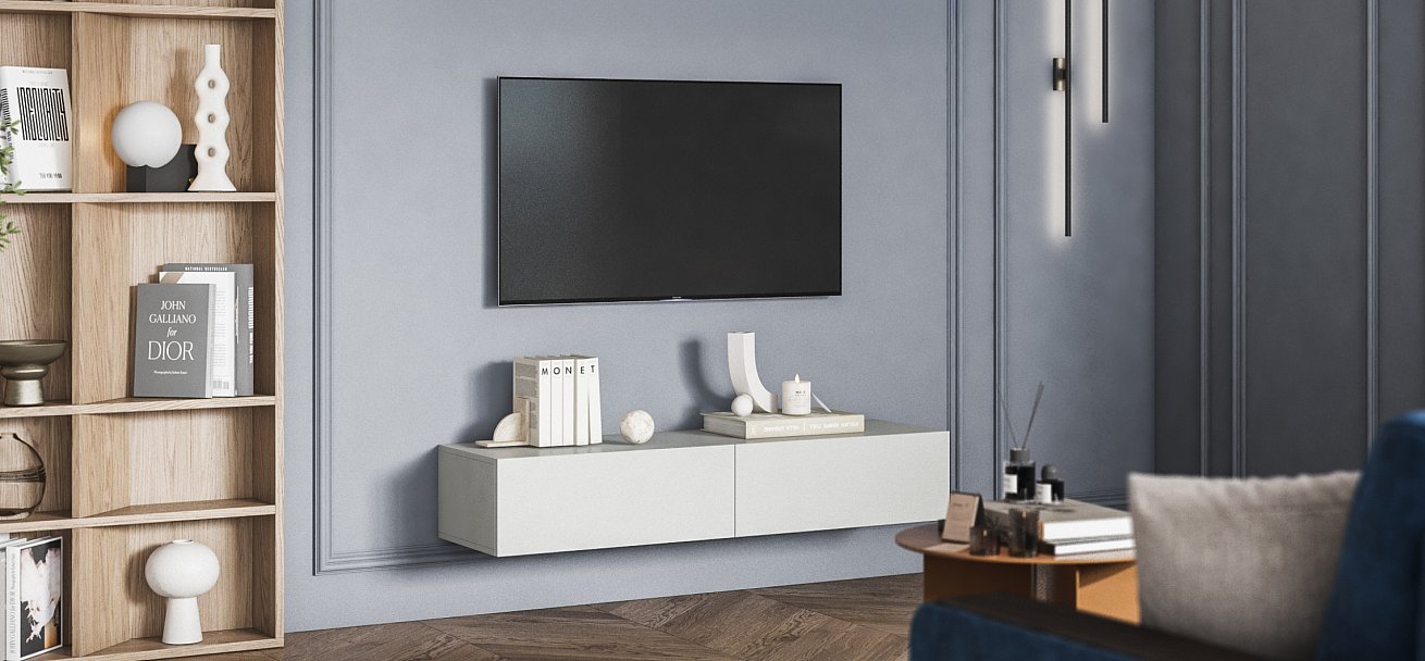 ТВ Тумба Босс Стандарт 140 Шиншилла серая