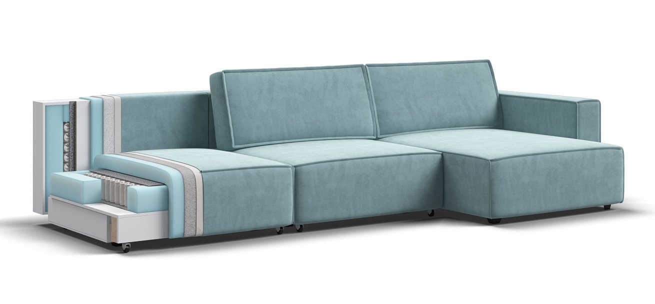 Угловой диван Босс Софт Модуль Макс велюр Монолит аква