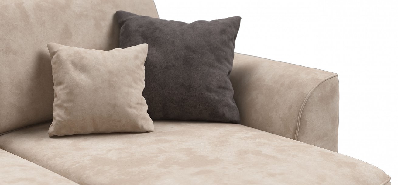 П-образный диван Кинг Модуль велюр Алькантара пепел