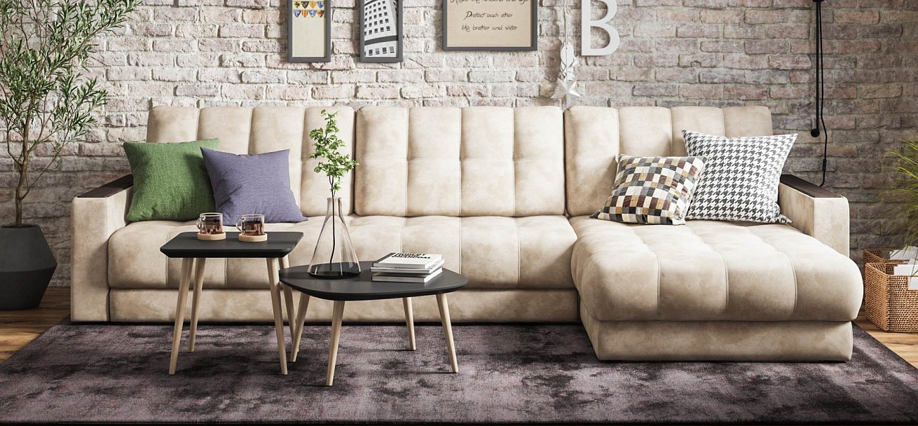 Угловой диван Босс Макс велюр Алькантара пепел