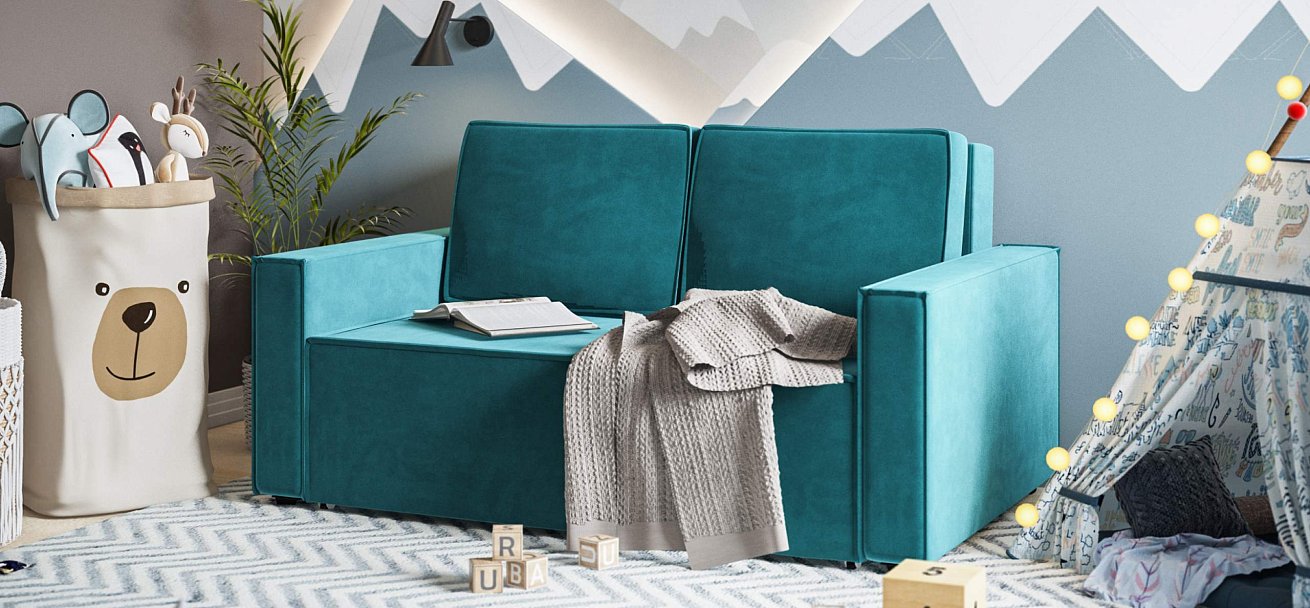 Диван Норд двухместный велюр Монолит зеленый