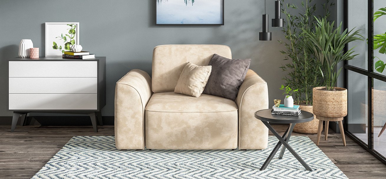 Кресло Кинг Модуль велюр Алькантара пепел