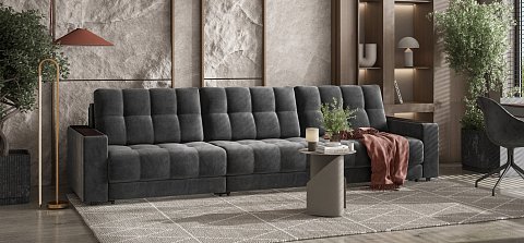 Диван Босс Гранд велюр Монолит серый 2