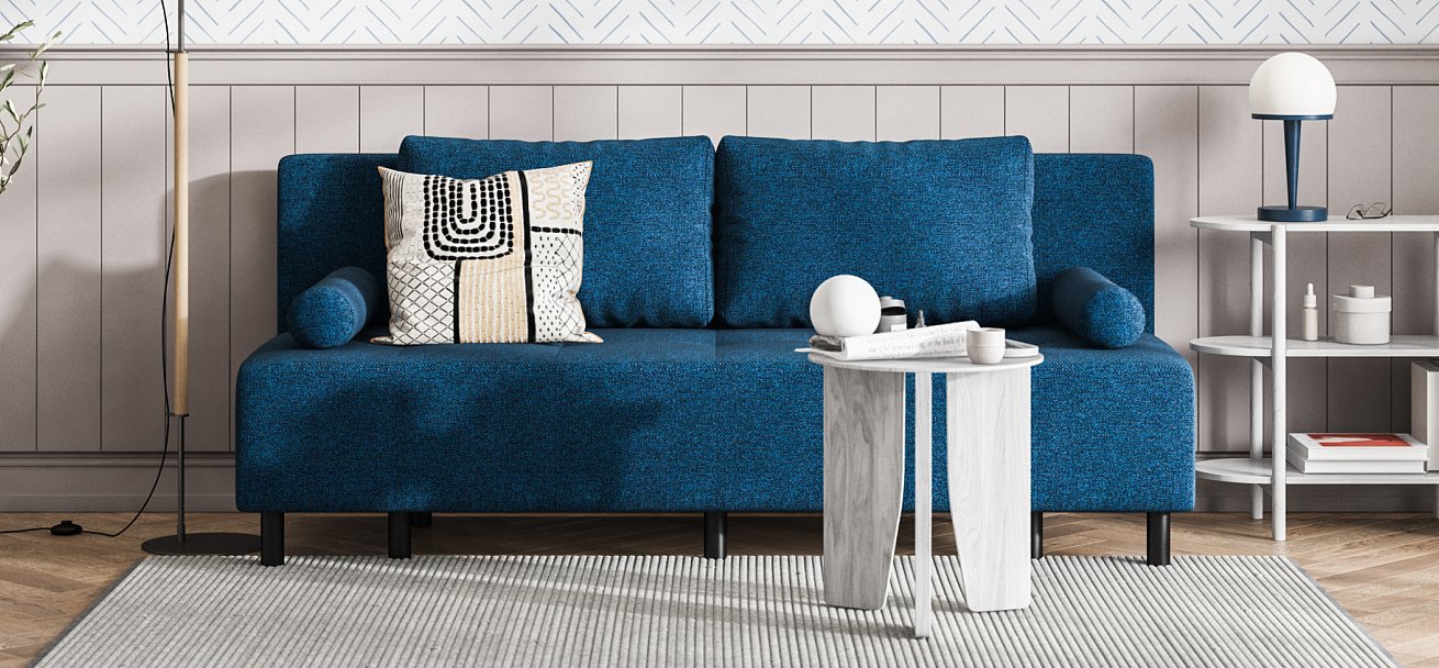 Диван Бостон Мини Рогожка Мальмо синий