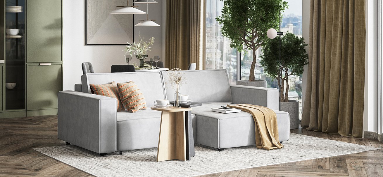 Угловой диван Босс Софт Модуль велюр Монолит сталь