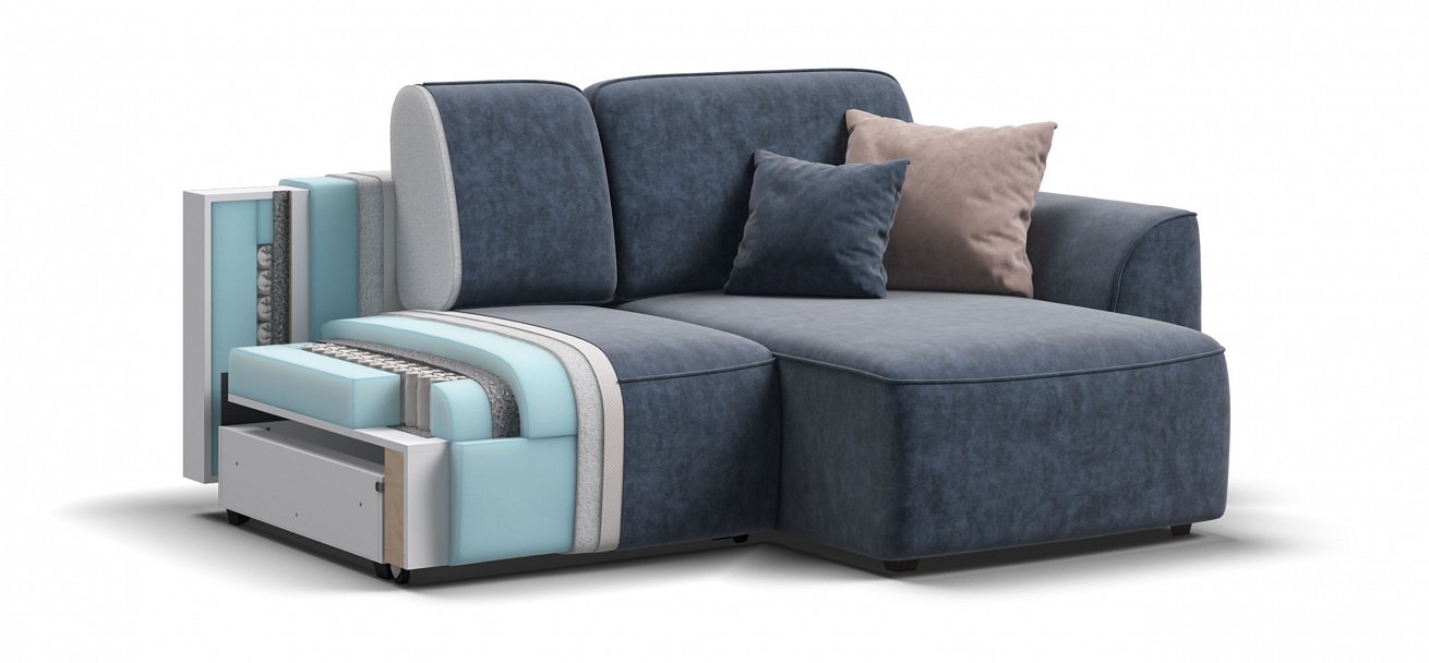 Угловой диван Кинг Модуль велюр Роял синий