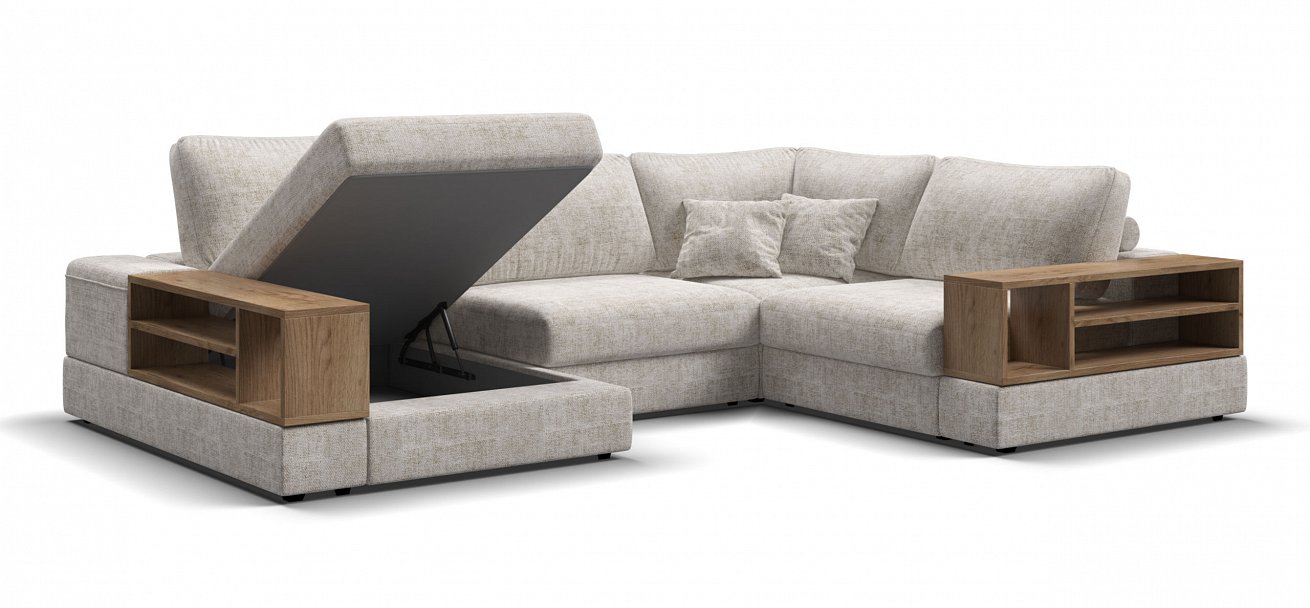 П-образный диван-кровать Босс Модуль Шенилл Смарт кварц