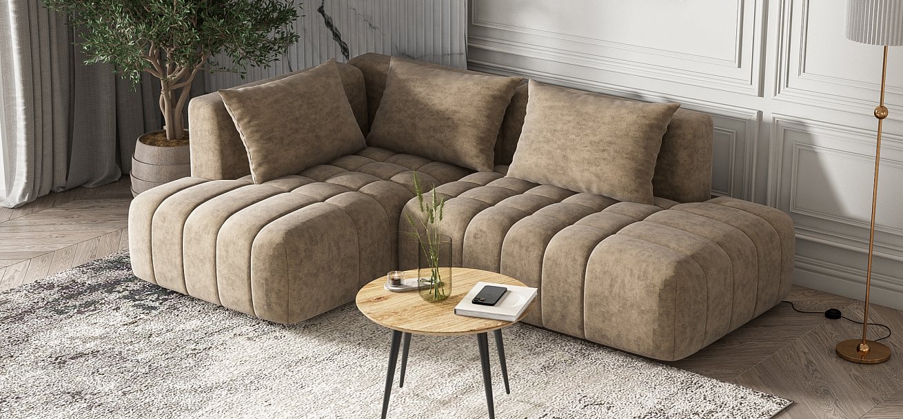 Угловой диван левый Босс Твин велюр Роял тауп