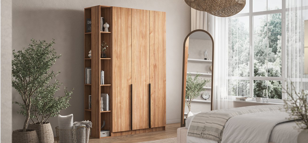 Рим 120 шкаф распашной 3Д+ящики 01 Орех Селект