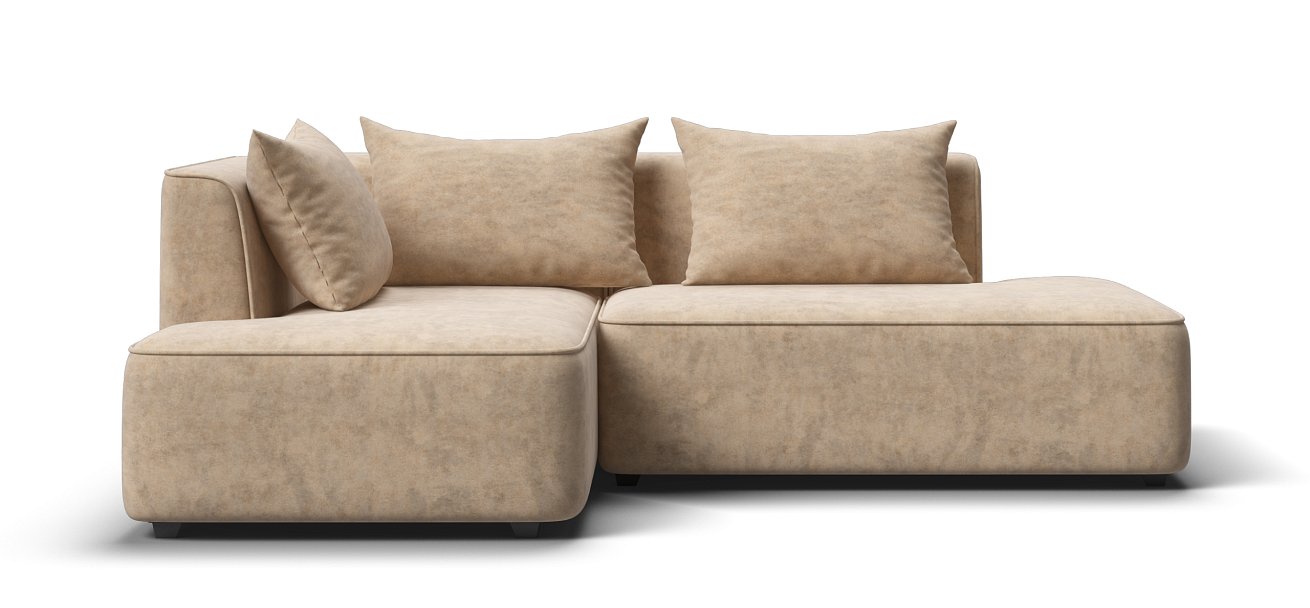 Угловой диван левый Кинг Твин велюр Роял шампань