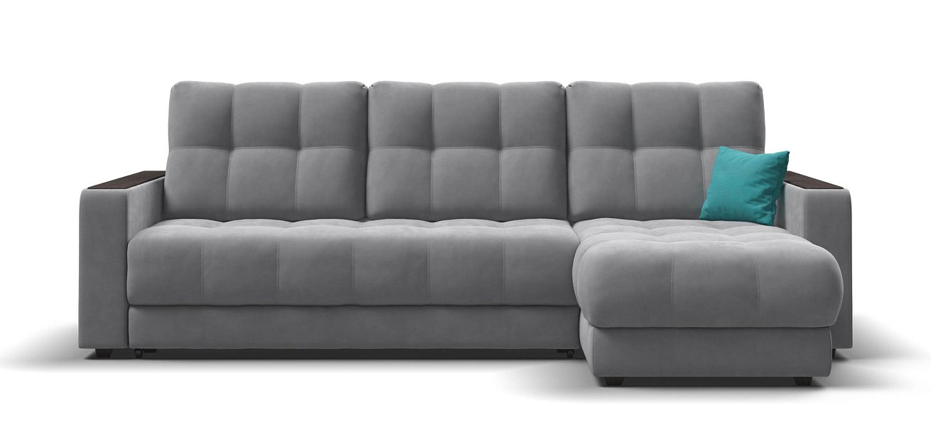 Угловой диван Босс Классик велюр Монолит сталь