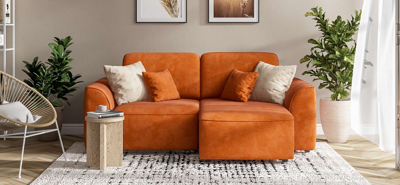 Угловой диван Кинг Модуль велюр Алькантара оранж