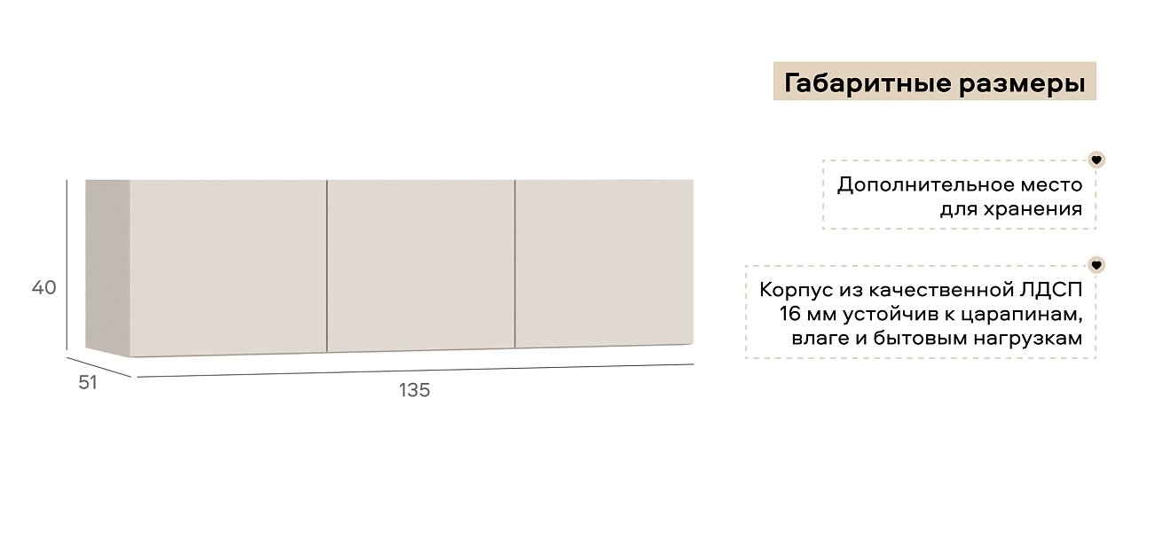Антресоль 135 3Д Кашемир