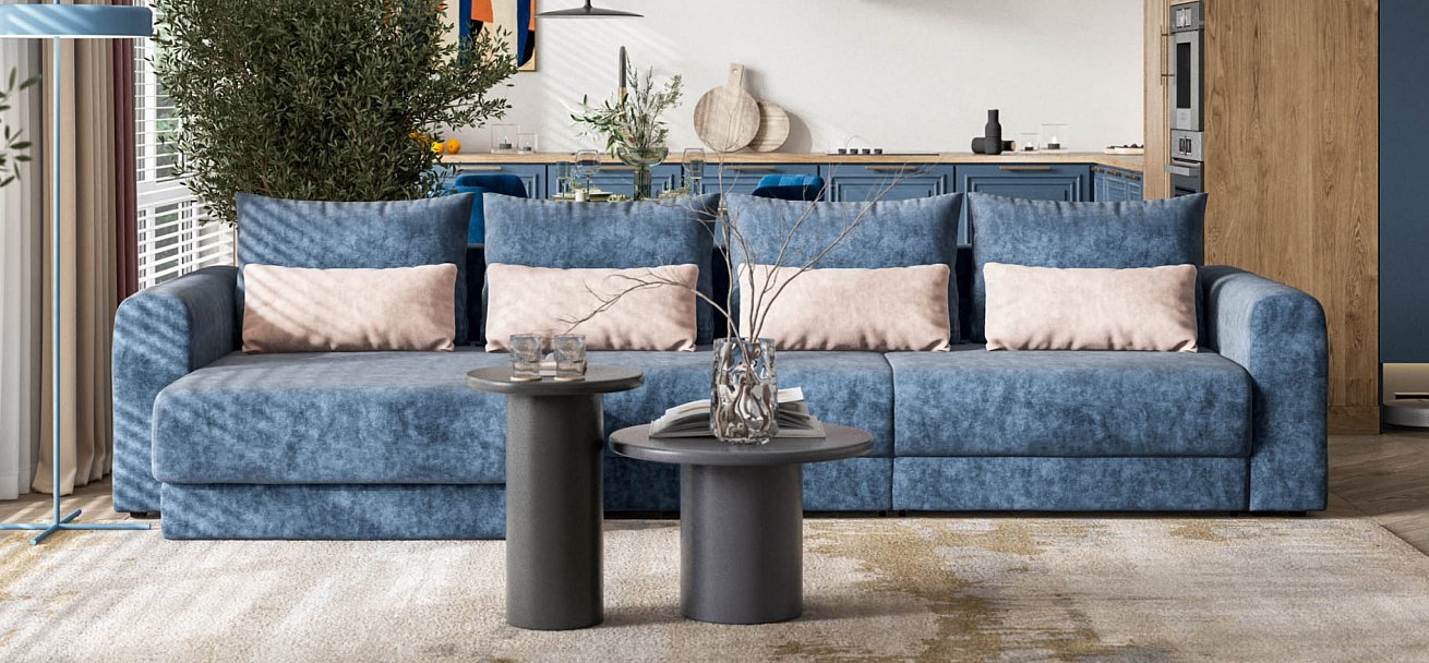 Модульный угловой диван Ричмонд Модуль Макс велюр Роял синий